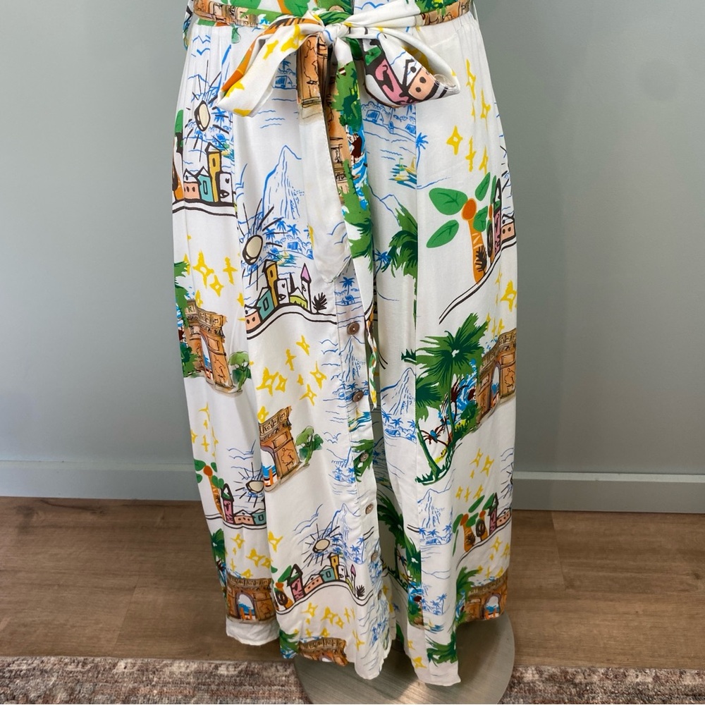 NWT Taelynn Vacay Whimsical Destination Maxi Shirt fit & flare Dress Small - Picture 6 of 11